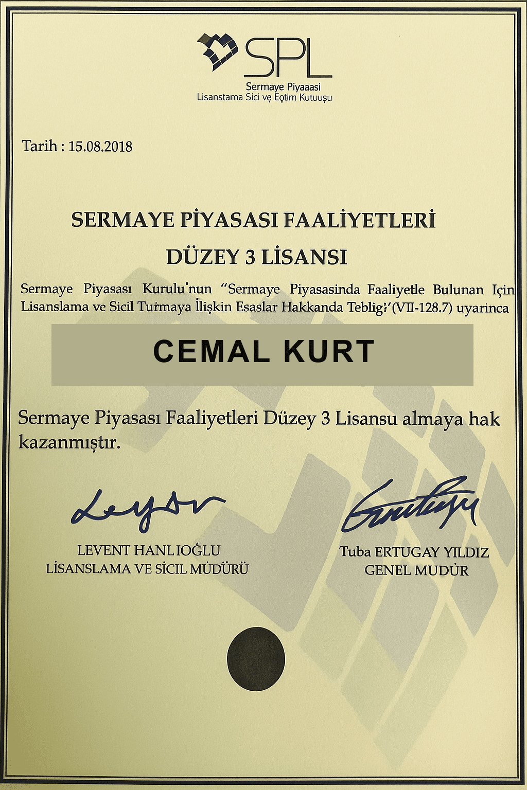Sermaye Piyasası Faaliyetleri Düzey 3 Lisansı - Cemal Kurt